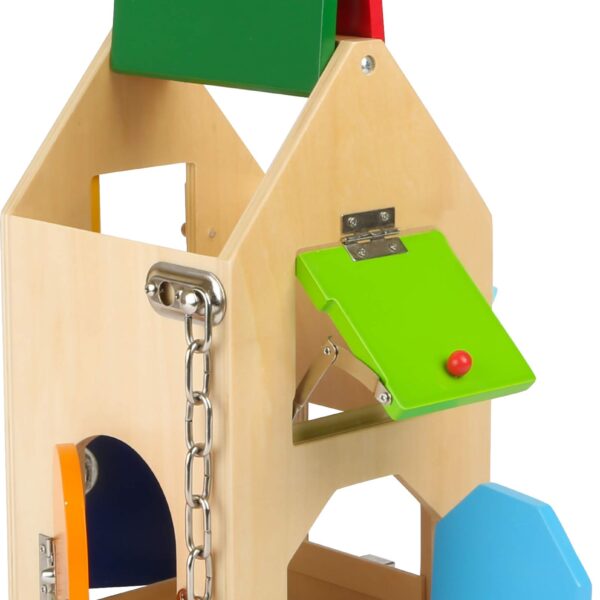 small foot Schlosshaus aus Naturholz – Motorik-Spielzeug mit 7 Schlössern für Kinder ab 3 Jahren