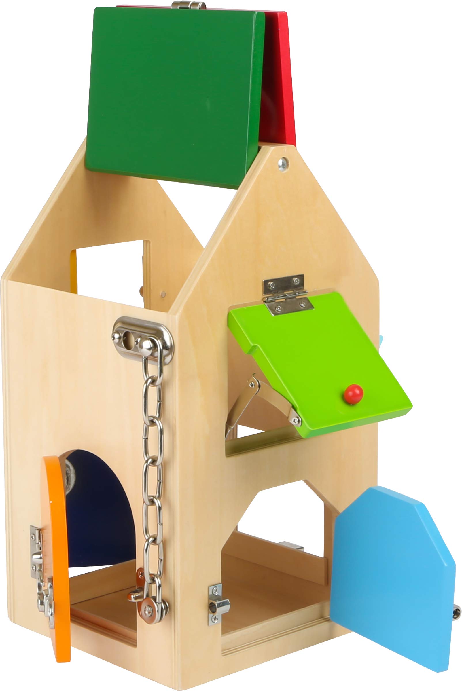 small foot Schlosshaus aus Naturholz – Motorik-Spielzeug mit 7 Schlössern für Kinder ab 3 Jahren