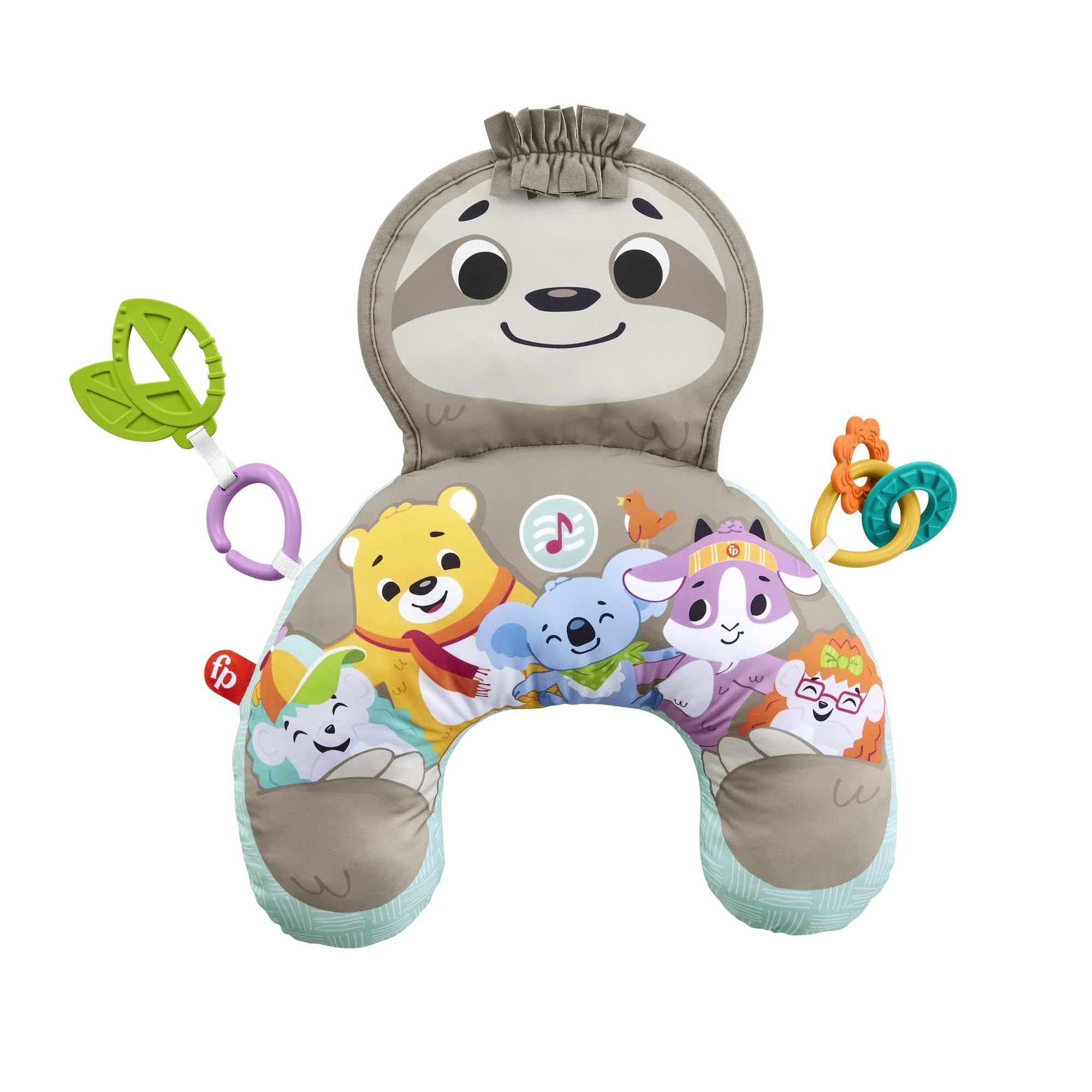 Fisher-Price Spielkissen Faultier mit abnehmbaren Beißringen – Motorik-Spielzeug ab Geburt