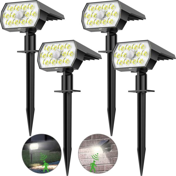 WENATY Solar-Sicherheitsleuchten mit Bewegungsmelder – 48 LED, 1000 Lumen, 4er Set