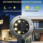 SLWOO 8er Set Solar Bodenleuchten – IP65 Warmweiss Gartenbeleuchtung für Aussen – Bild 2