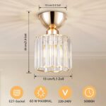MELAYR Kristall Deckenleuchte Ø13cm Gold – Elegante E27 Deckenlampe für moderne Räume – Bild 3