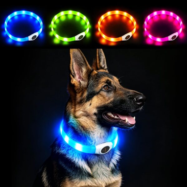 LaRoo LED Hundehalsband USB-Wiederaufladbar – Sicherheit & Sichtbarkeit bis 500m für Nachtspaziergänge