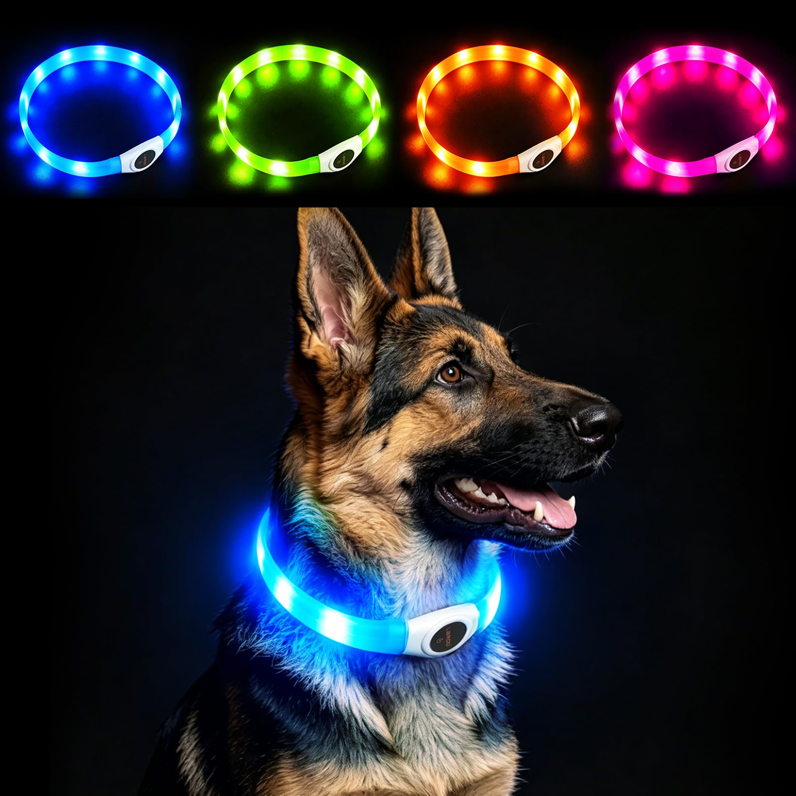 LaRoo LED Hundehalsband USB-Wiederaufladbar – Sicherheit & Sichtbarkeit bis 500m für Nachtspaziergänge