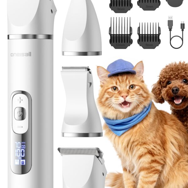 oneisall 3in1 Schermaschine für Katzen & Hunde – Profi-Haarschneider mit LCD & IPX7