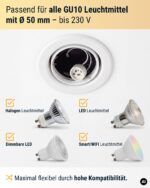 GU10 Einbaustrahler 10er Set Ø68mm – Schwenkbare Deckenspots weiß matt für LED & Halogen – Bild 3