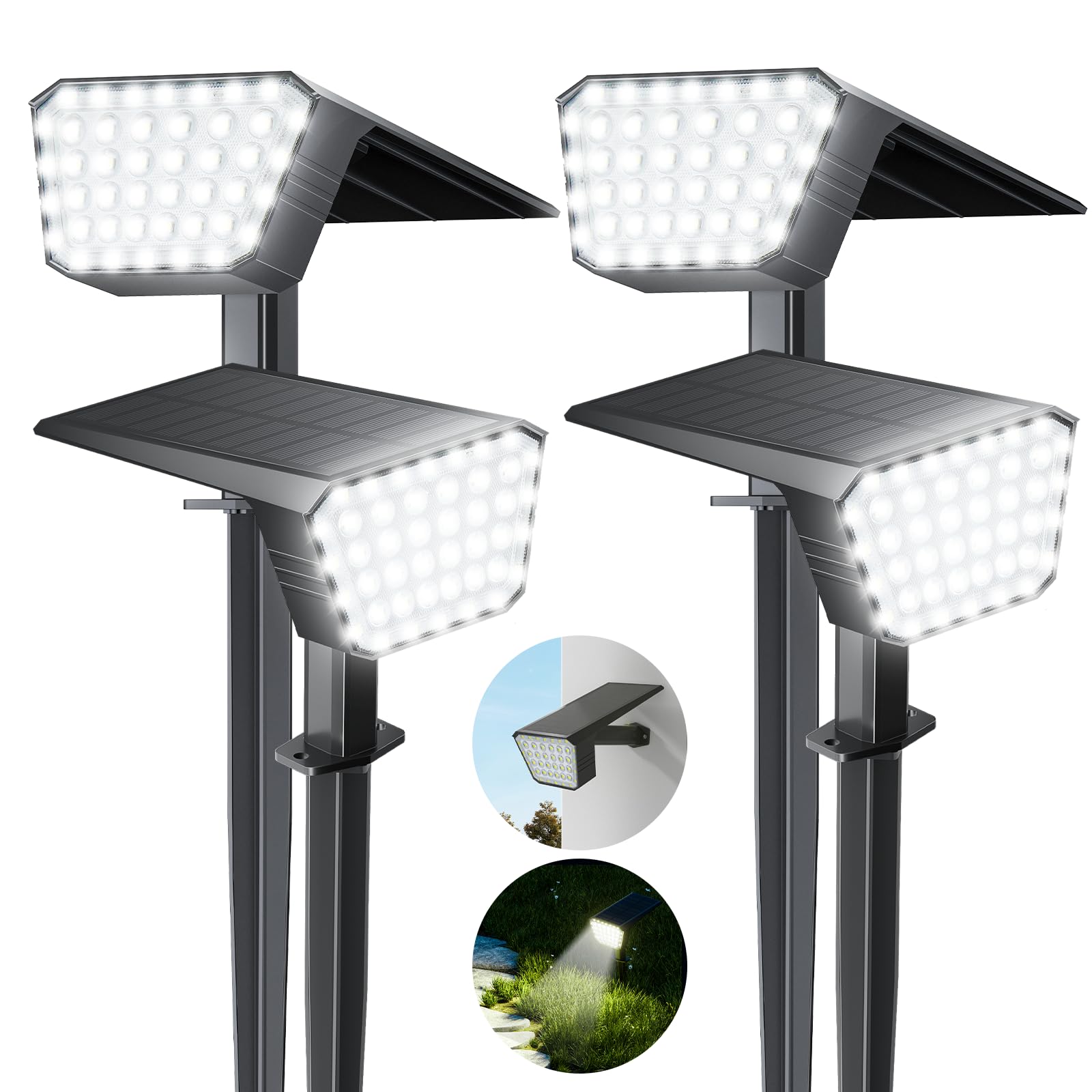 FIFlying 4er-Set Solarstrahler 7000K – IP67 Wasserdicht mit 3 Lichtmodi für Garten & Außen