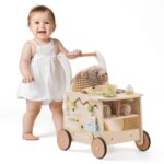 ROBOTIME Holz-Babywalker mit Puppenkinderwagen – Laufhilfe & Spielzeug ab 10 Monaten – Bild 4