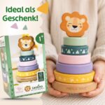 Merle Toys® Holz Stapelturm Löwe ab 1 Jahr – Montessori Lernspielzeug mit FSC-Holz – Bild 6