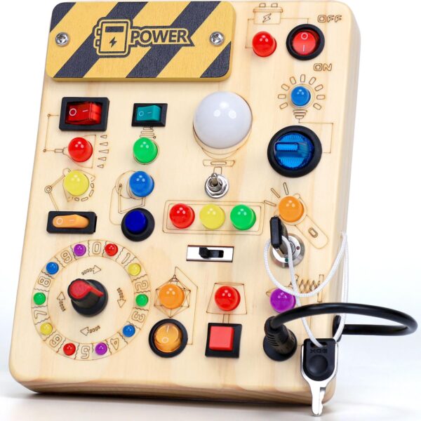 EchoToys Montessori Activity Board aus Holz – LED Lernspielzeug für Kinder ab 1 Jahr
