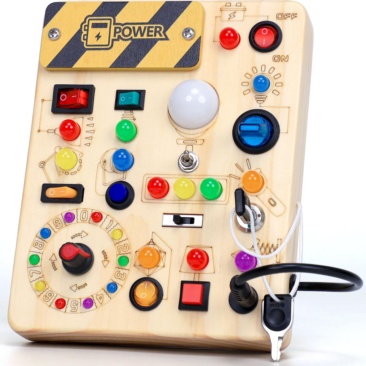 EchoToys Montessori Activity Board aus Holz – LED Lernspielzeug für Kinder ab 1 Jahr