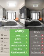 zemty LED Deckenleuchte 24W 29.5cm – Flach, 3 Farbtemperaturen, IP44 Wasserdicht – Bild 3