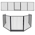 Joparri Kaminschutzgitter 304 cm mit Tür – 5-teilig Metall Schutzgitter für Kinder & Haustiere