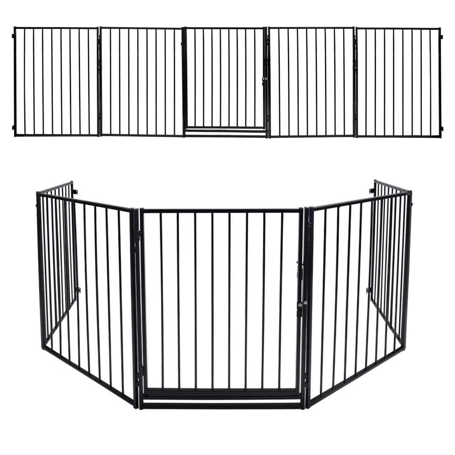 Joparri Kaminschutzgitter 304 cm mit Tür – 5-teilig Metall Schutzgitter für Kinder & Haustiere