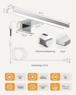 Hommie LED-Spiegelleuchte 30 cm mit Schalter – Neutralweiss 4000K Badbeleuchtung IP44 – Bild 5