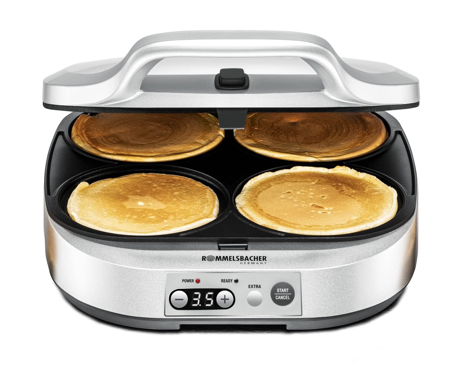 Rommelsbacher Pancake Maker PC 1800 – 4er Backplatten mit Antihaftbeschichtung & Zeitschaltuhr