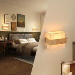 Gleonlux Wandleuchte Holz mit Stoffschirm – Retro Wandlampe E14 für Wohnzimmer & Flur – Bild 6