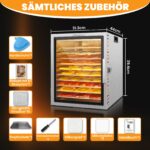 VarmBake Dörrautomat Edelstahl 10 Etagen – 0.84 m² Dörrfläche mit 800W & Temperaturregelung – Bild 5