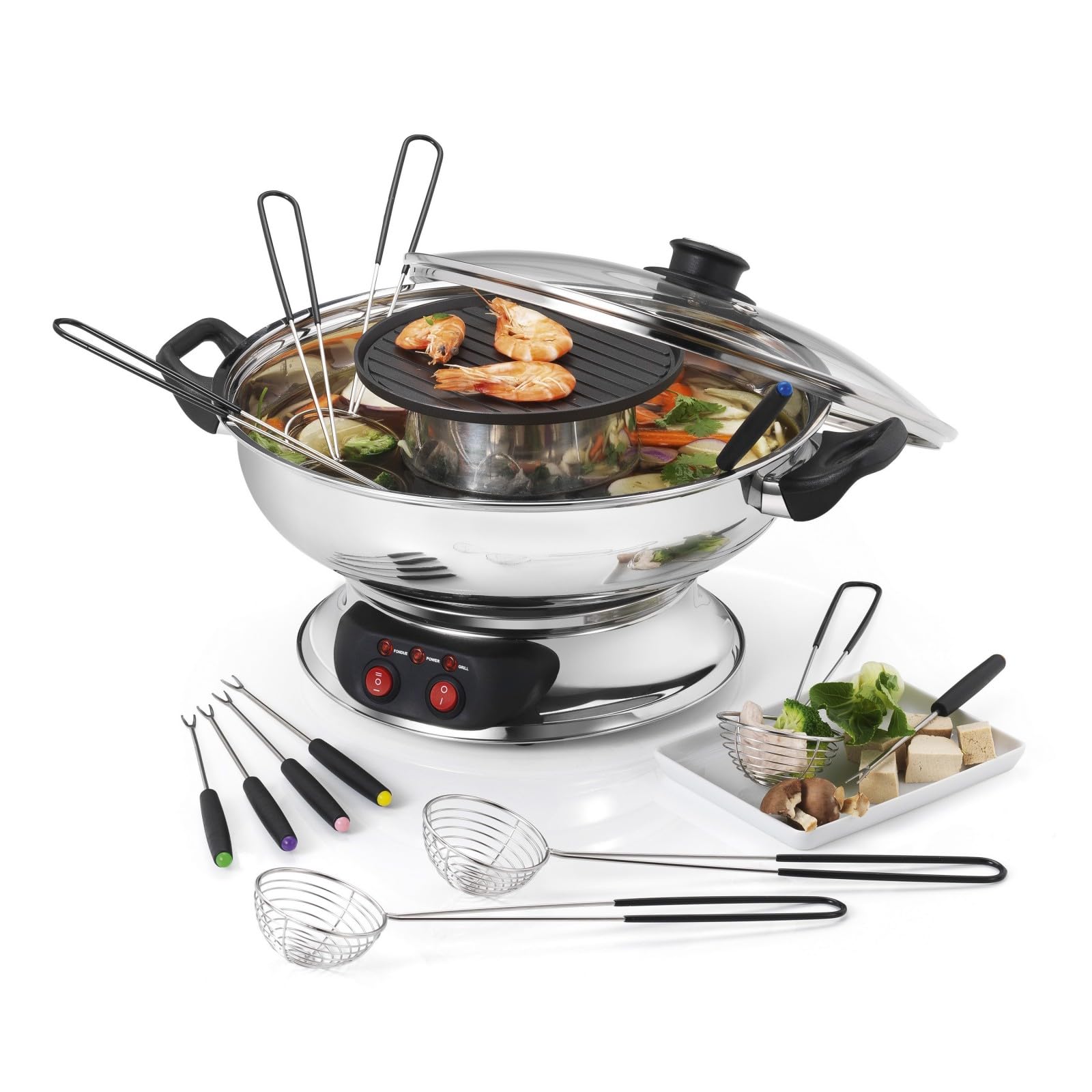 Kitchen Chef Fondue-Set 1950W mit Grill – Asiatisches Fondue & Tischgrill für 6 Personen
