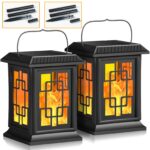 Zoeger Solar Laterne Gross mit Flammeneffekt – 2er Set Solarleuchte für Garten & Terrasse