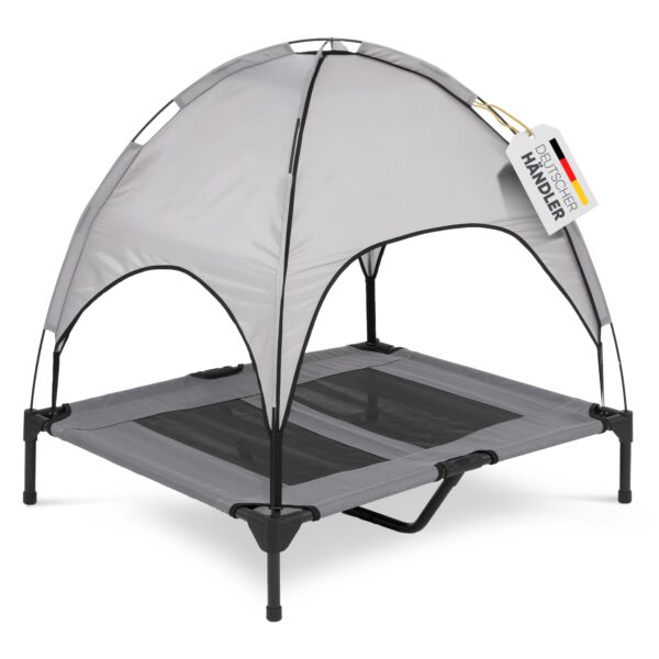 Deuline Hundeliege L mit abnehmbarem Dach – Erhöhtes Outdoor-Hundebett für Garten & Reisen
