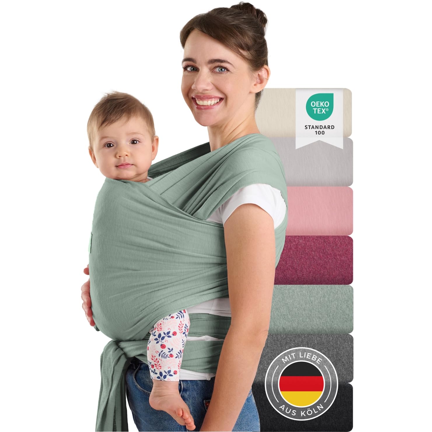 Laleni Babytragetuch 5,10 m Baumwolle – Ergonomisches Tragetuch ab Geburt bis 15 kg