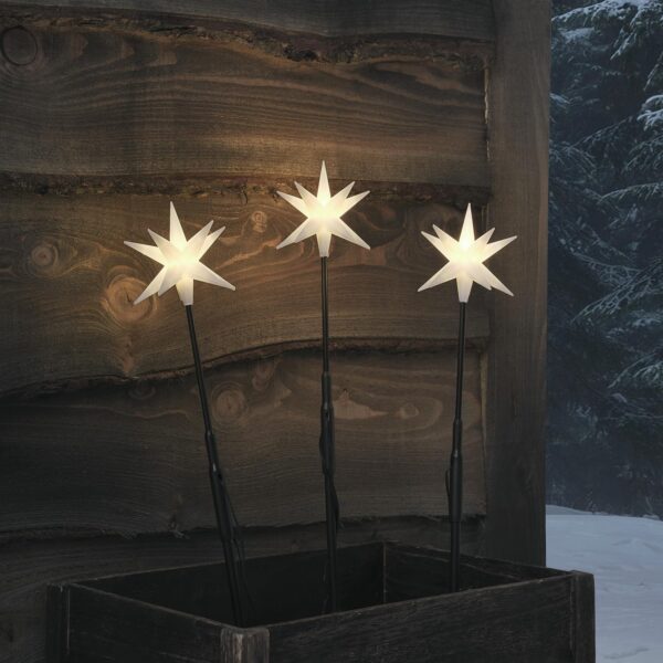 Lights4fun 3er Set LED Stableuchten 50cm – Warmweisse Weihnachtsdeko mit Timer für Garten