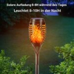 LQWELL Solarfackeln 8er Set mit 12 LED – Flammeneffekt Gartenbeleuchtung IP65 wasserdicht – Bild 6
