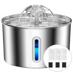 BalimoPet Katzenbrunnen Edelstahl 2,2L – Superleiser Trinkbrunnen mit Vierfachfilter