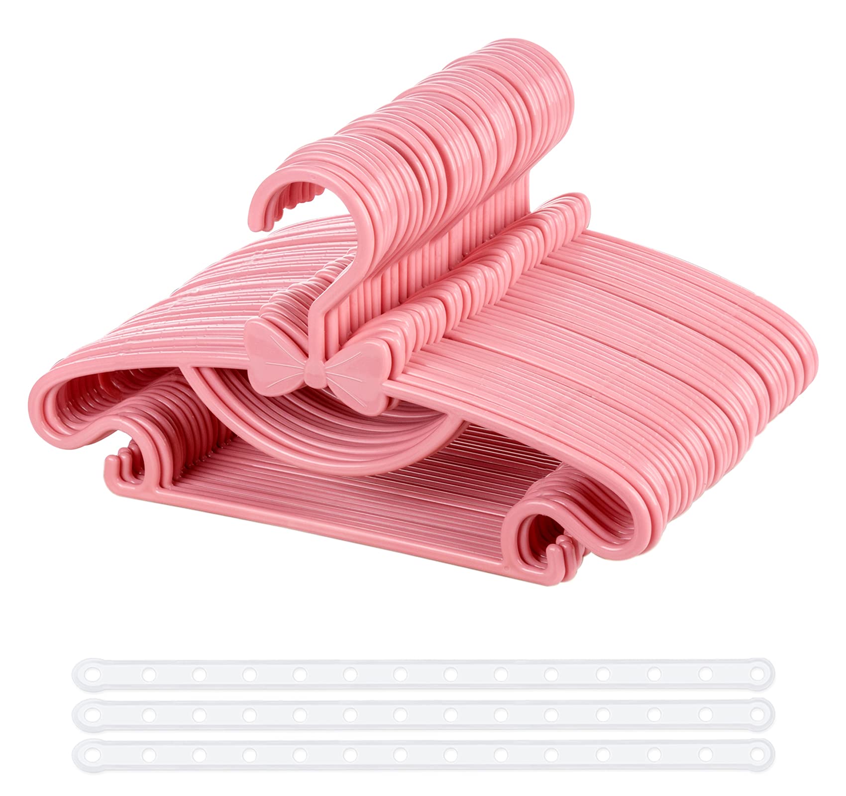 Homewit 40er Set Kinderkleiderbügel 29,5 cm Rosa mit Schmetterlingsdesign – Rutschfest & Platzsparend