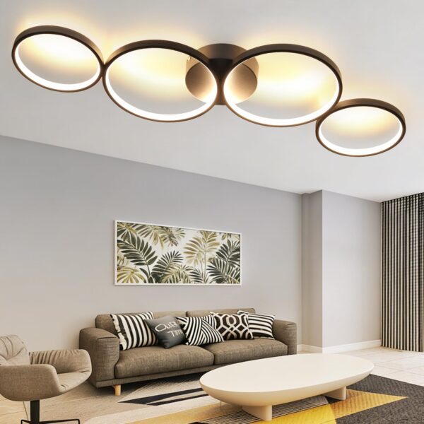 GBLY LED-Deckenleuchte 88cm Ringdesign Warmweiss – moderne Deckenlampe 37W für Wohnzimmer
