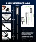 BITPOTT Solarleuchten 6er Set mit 3 Höhen – Warmweiss 3000K Gartenbeleuchtung IP65 – Bild 7