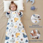 MIKAFEN Baby Schlafsack Winter 3,5 Tog 78-90cm – 100% Baumwolle mit abnehmbaren Ärmeln – Bild 5