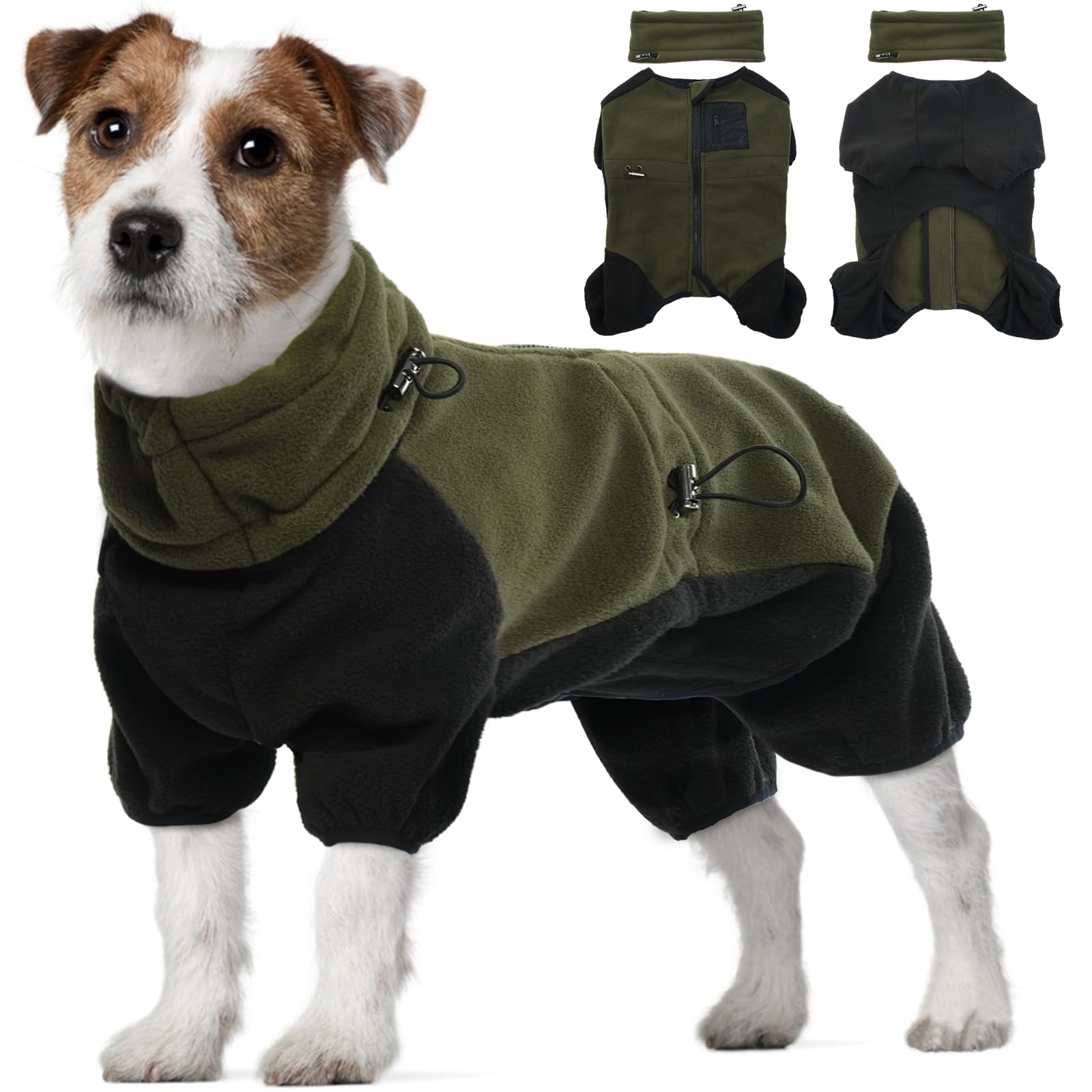 PUMYPOREITY Wintermantel Hund M – Warmer Schneeanzug mit Bauchschutz & abnehmbarem Schal