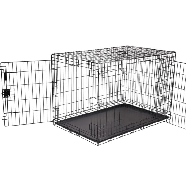 Amazon Basics Hundekäfig 122 cm mit Doppeltür – Zusammenklappbar & sicher für grosse Hunde