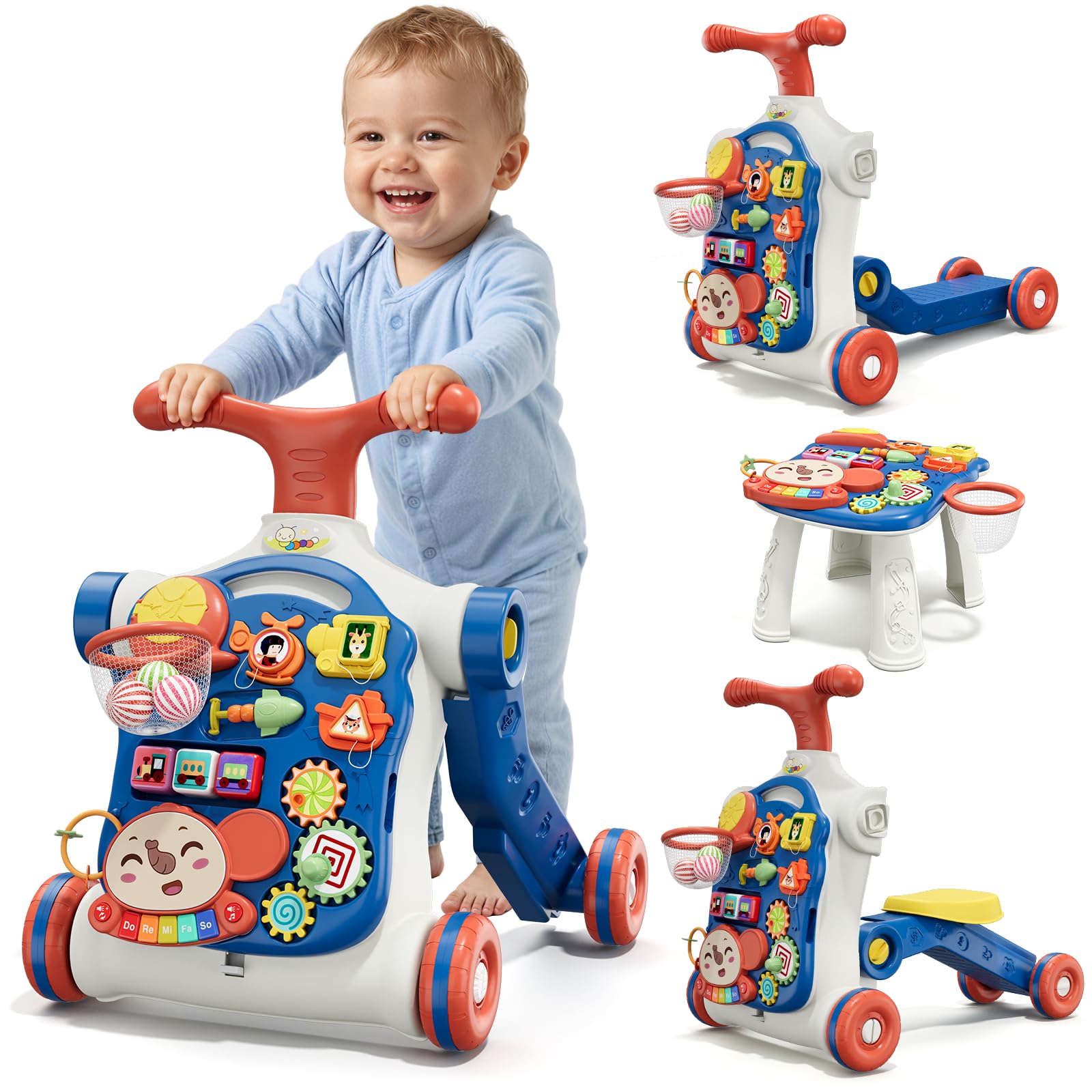 HYES 5-in-1 Lauflernwagen mit Musik & abnehmbarem Spielboard – Lauflernhilfe für Babys