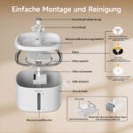 AIAUON Katzenbrunnen 2,5L mit 2 Filtern – Ultraleise Pumpe & LED-Wasserstandsfenster – Bild 7