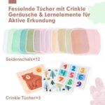 hahaland Baby Montessori Spielzeug ab 6 Monaten – Wald-Tücherbox mit Seidentüchern & Spiegel – Bild 6
