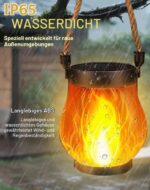OKESYO Solar Laterne mit Flammeneffekt – 2er Set Campinglampe für Garten & Terrasse – Bild 3