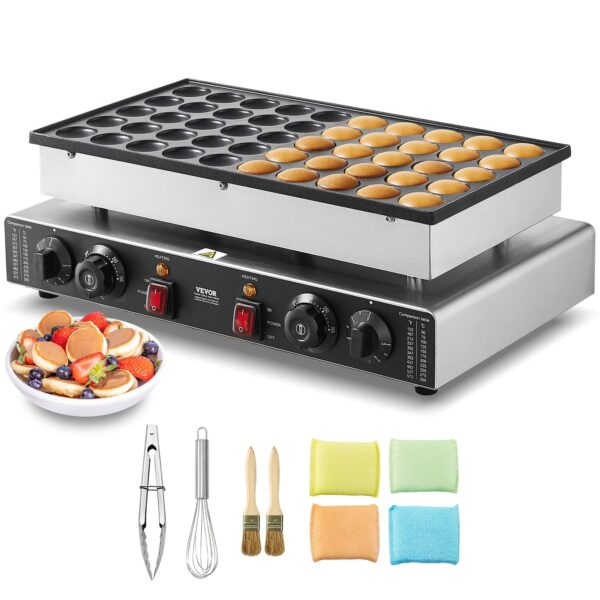 VEVOR Mini-Pfannkuchenmaker 50er – Kommerzielle Dorayaki-Maschine 1700W mit Doppeltemperaturregelung