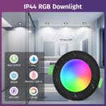 YindaLux 4er LED Einbaustrahler RGB mit App & Fernbedienung – Dimmbar, IP44, 500lm für Badezimmer – Bild 3