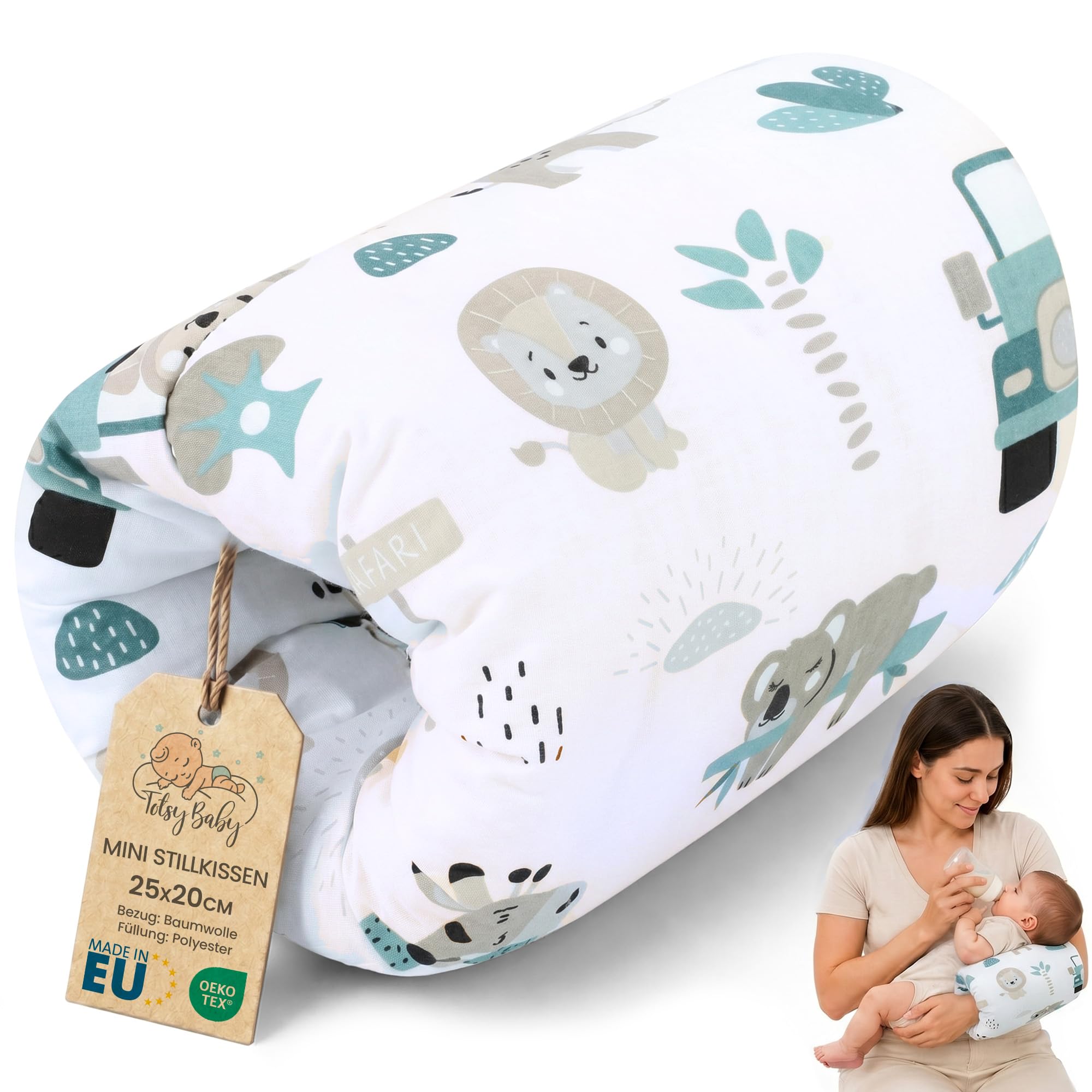 Totsy Baby Mini Stillkissen 26x16 cm – Kompaktes Armkissen zum Stillen & Fläschchen geben
