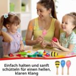 behone Mini Holz Maracas 12er Set – Farbenfrohe Holzrasseln für Kinder & Schulen – Bild 4