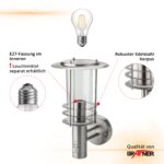 Grafner Edelstahl Wandlampe mit Bewegungsmelder – 360° Lichtschein IP44 für aussen & innen – Bild 6