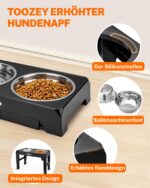 Toozey Hundenapf Höhenverstellbar mit 2x 1200 ml Edelstahl-Schüsseln – für Mittelgrosse & Grosse Hunde – Bild 4
