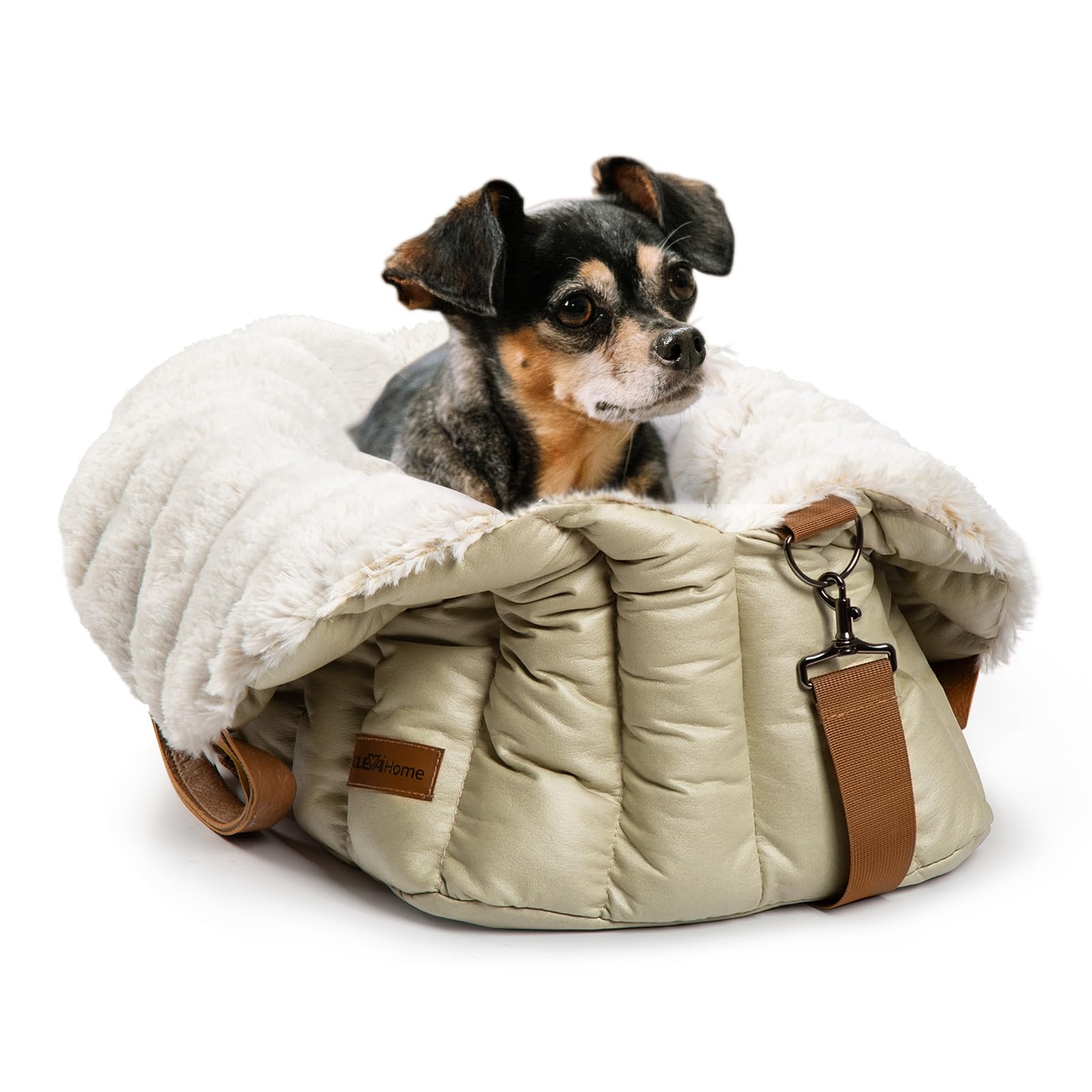 ClevaHome 3-in-1 Hundetasche mit Fleece – Autositz & Bett für kleine Hunde bis 4,5 kg