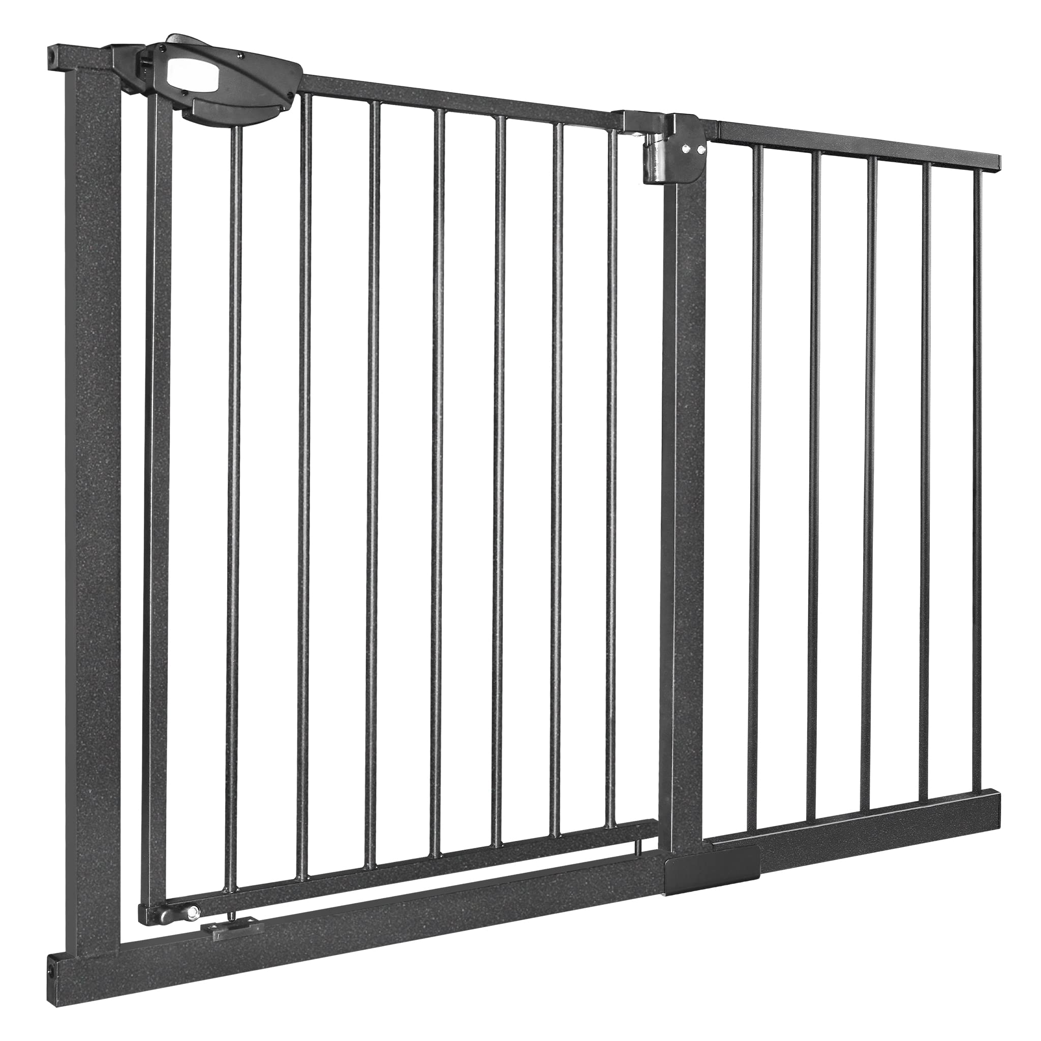 XMTECH Treppengitter 105-115 cm Schwarz – Druckmontage ohne Bohren mit Auto-Close für Kinder & Haustiere