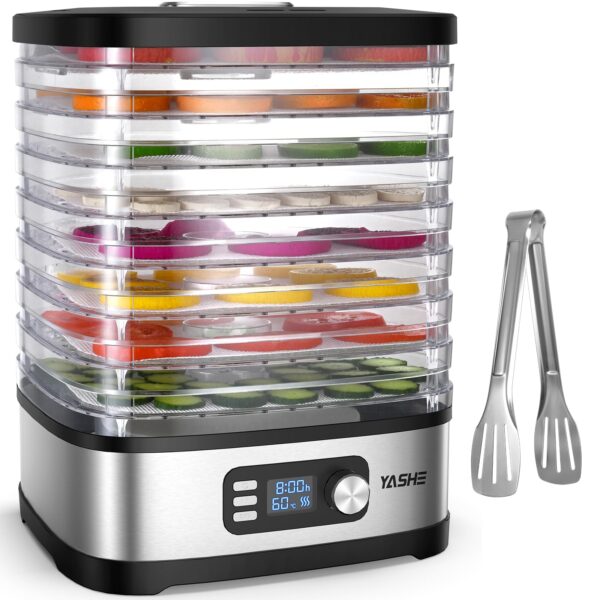 YASHE 8-Etagen Dörrautomat mit digitaler Temperaturregelung – Profi-Dörrgerät für Obst, Gemüse & Fleisch