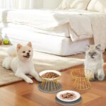 Mozvvco Erhöhter Katzennapf 2er-Set – Keramik mit Metallständer & Silikonmatte Gold – Bild 7