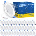 ZIZZLER 40er Set LED Einbaustrahler 230V – Flach 68-80mm für Bad & Küche IP44